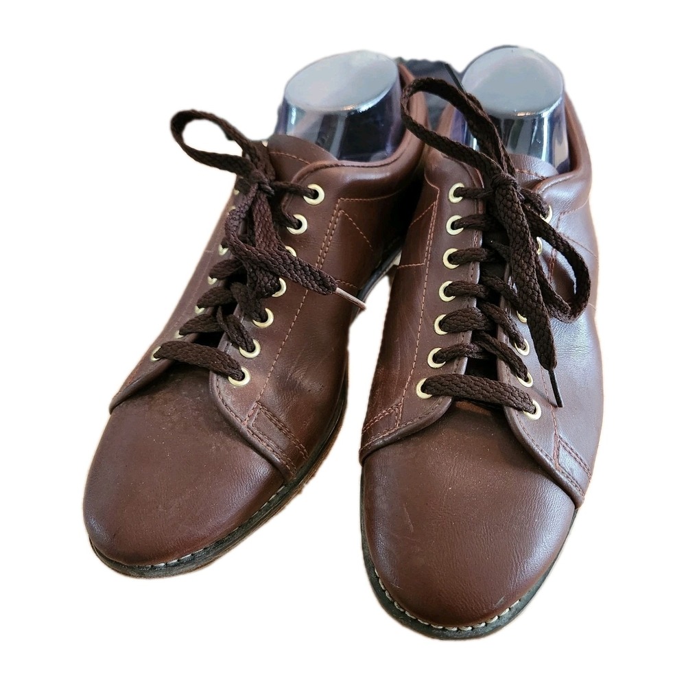 Vintage LINDS Classic Brown Bowling Shoes Men's 11 Genuine Leather Sliding Sole